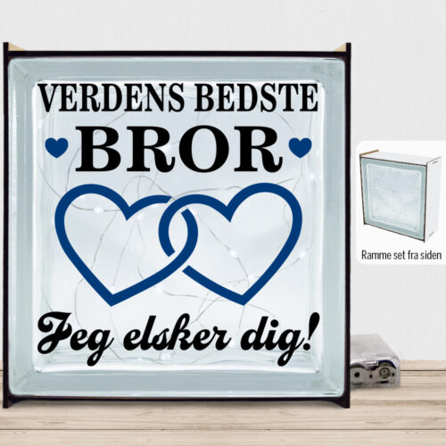 Verdens bedste bror - design 3 | Lyssten med ramme (farvet overflade)