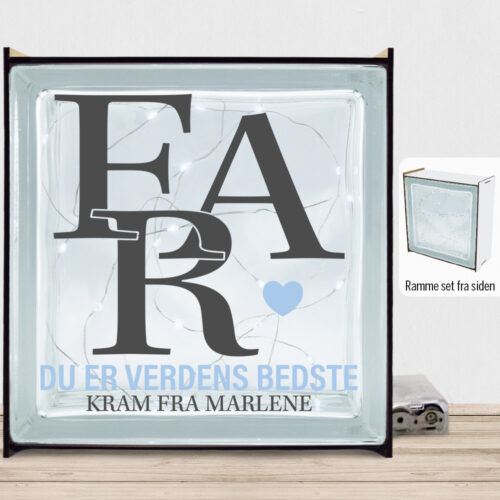 Far, du er verdens bedste | Lyssten med ramme (farvet overflade)