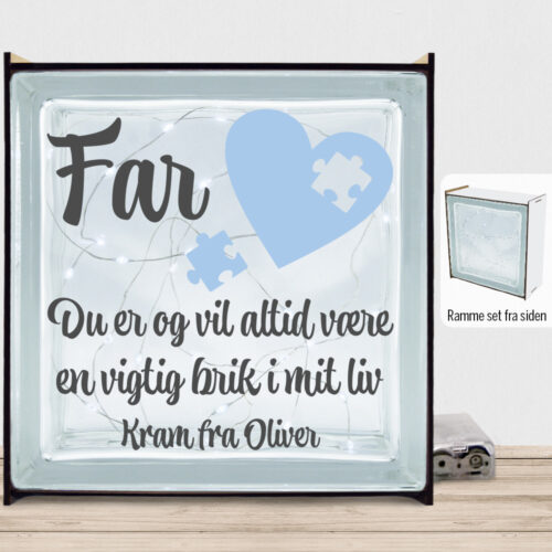 Far du er og vil altid være en vigtig brik i mit liv | Lyssten med ramme (farvet overflade)