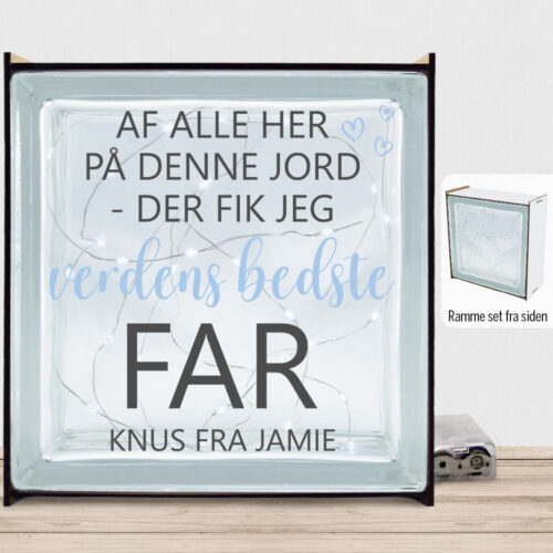 Af alle her på denne jord - far | Lyssten med ramme (farvet overflade)