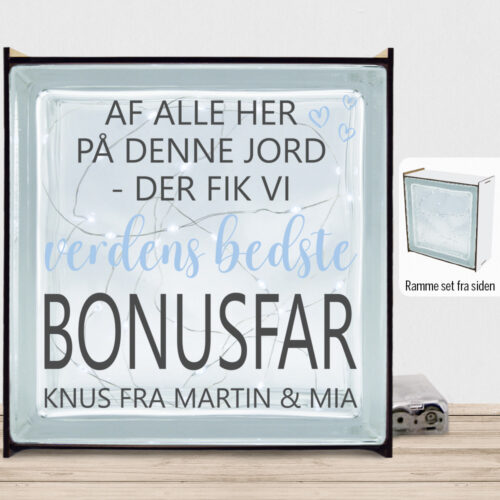 Alternative view of Af alle her på denne jord - bonusfar | Lyssten med ramme (farvet overflade)