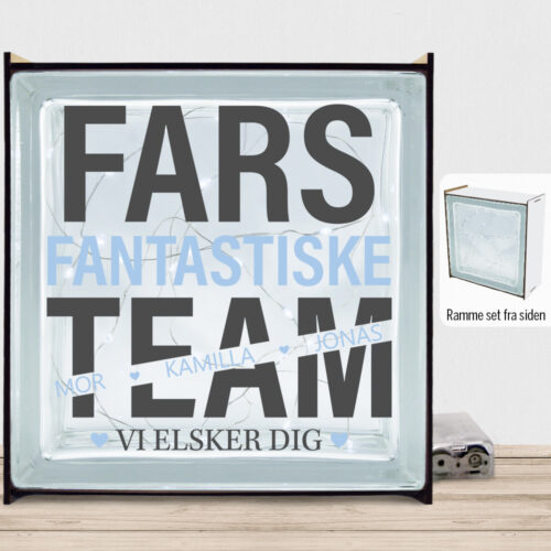Fars fantastiske team | Lyssten med ramme (farvet overflade)