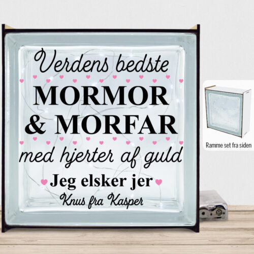 Verdens bedste mormor & morfar #1 | Lyssten med ramme (farvet overflade)