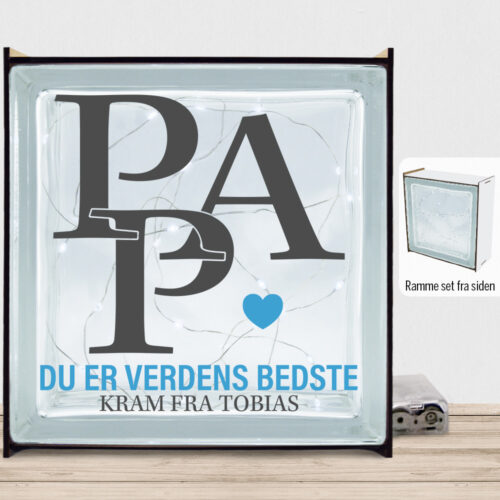 Pap, du er verdens bedste | Lyssten med ramme (farvet overflade)