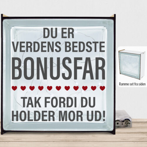 Tak fordi du holder mor ud... bonusfar | Lyssten med ramme (farvet overflade)