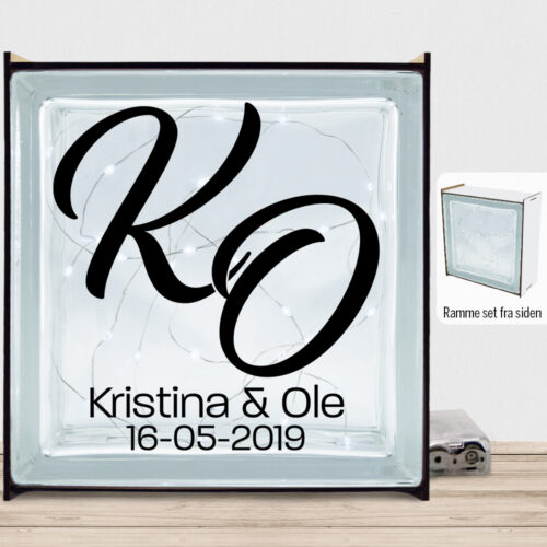 Monogram design 1 | Lyssten med ramme (farvet overflade)