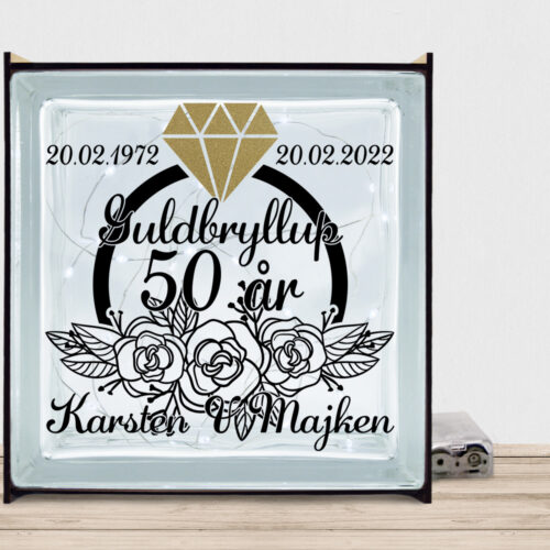 Guldbryllup 50 år #1 | Lyssten med ramme (farvet overflade)