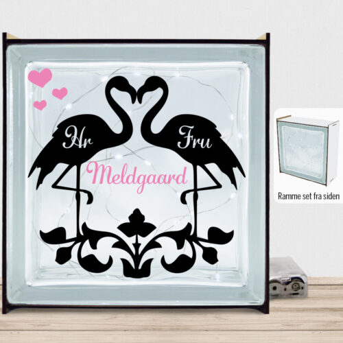 Flamingo love | Lyssten med ramme (farvet overflade)