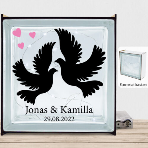 Love doves | Lyssten med ramme (farvet overflade)