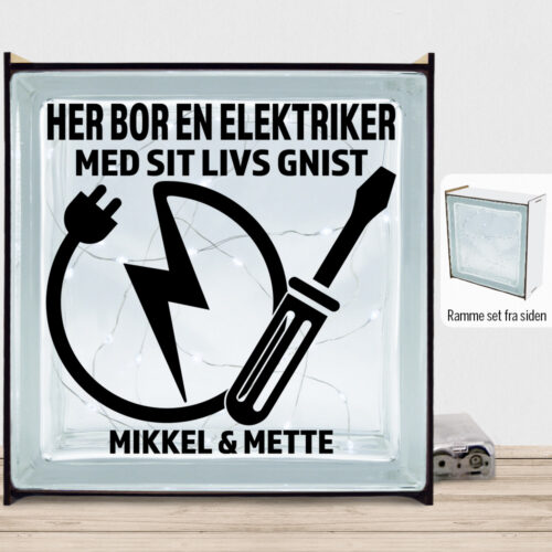 Her bor en elektriker design 1 | Lyssten med ramme (farvet overflade)