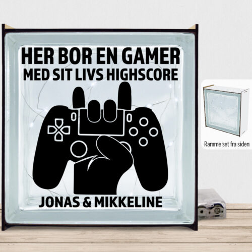 Her bor en gamer design 1 | Lyssten med ramme (farvet overflade)