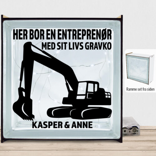 Her bor en entreprenør design 1 | Lyssten med ramme (farvet overflade)