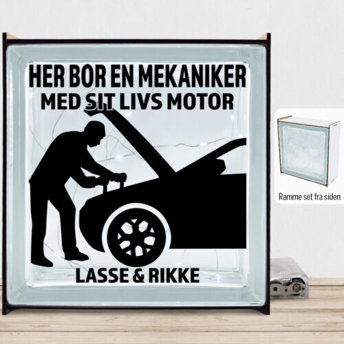 Her bor en mekaniker design 1 | Lyssten med ramme (farvet overflade)