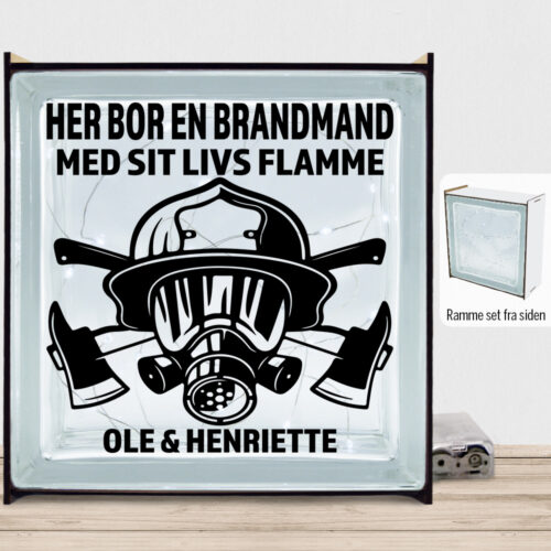 Her bor en brandmand design 1 | Lyssten med ramme (farvet overflade)