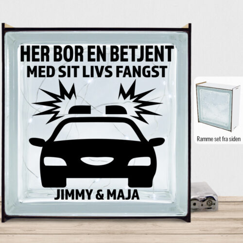 Her bor en betjent design 1 | Lyssten med ramme (farvet overflade)