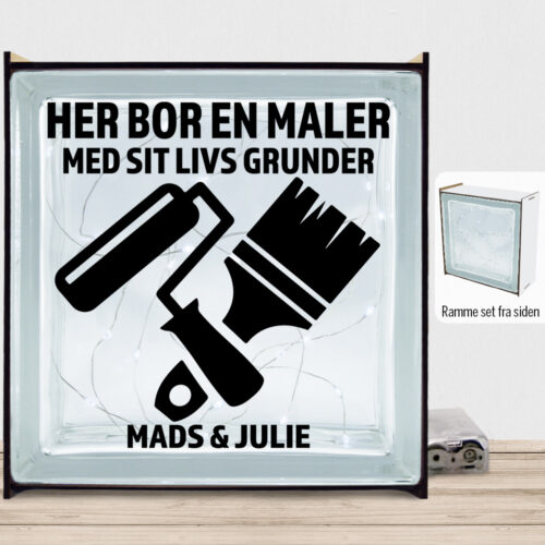 Her bor en maler design 1 | Lyssten med ramme (farvet overflade)