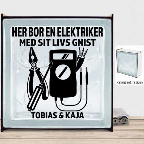 Her bor en elektriker design 2 | Lyssten med ramme (farvet overflade)