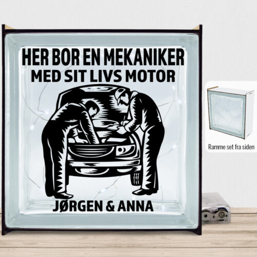 Her bor en mekaniker design 2 | Lyssten med ramme (farvet overflade)