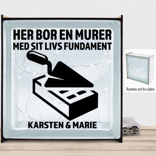 Her bor en murer design 2 | Lyssten med ramme (farvet overflade)