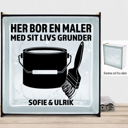 Her bor en maler design 2 | Lyssten med ramme (farvet overflade)