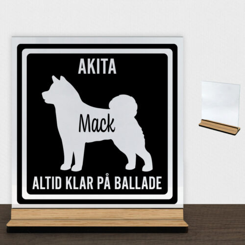 MyPets Akita | Glasskilt inkl. fod (træfinér)