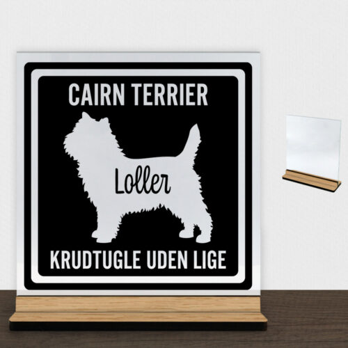 MyPets Cairn Terrier | Glasskilt inkl. fod (træfinér)