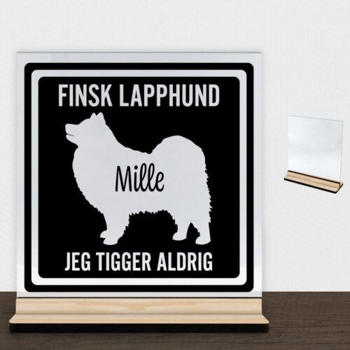 MyPets Finsk Lapphund | Glasskilt inkl. fod (træfinér)
