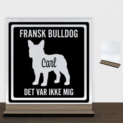 MyPets Fransk Bulldog | Glasskilt inkl. fod (træfinér)