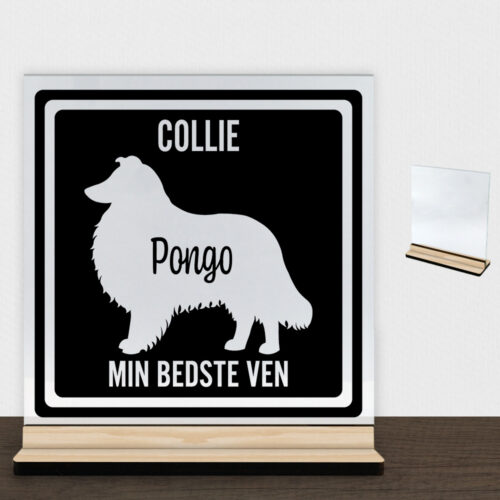 MyPets Collie | Glasskilt inkl. fod (træfinér)