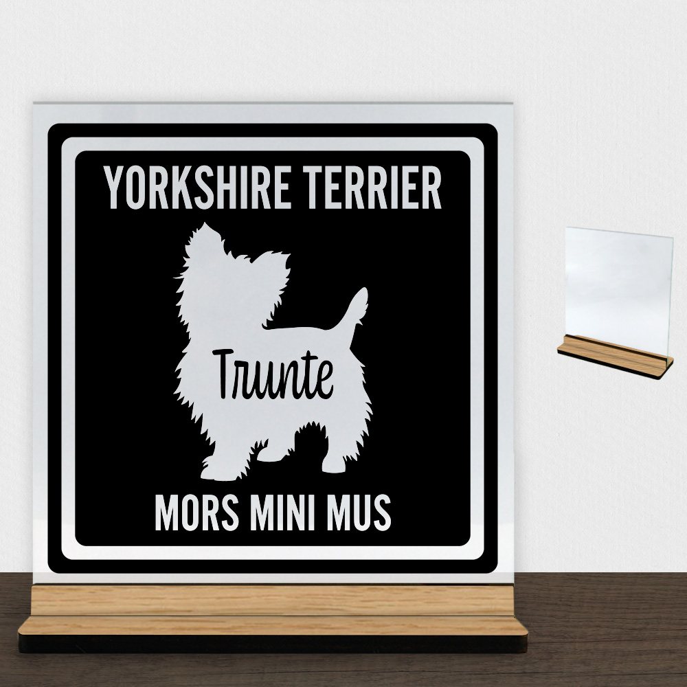 MyPets Yorkshire Terrier | Glasskilt inkl. fod (træfinér)