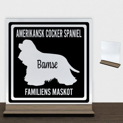 MyPets Amerikansk Cocker Spaniel | Glasskilt inkl. fod (træfinér)