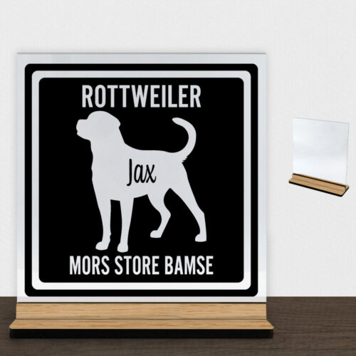 MyPets Rottweiler | Glasskilt inkl. fod (træfinér)