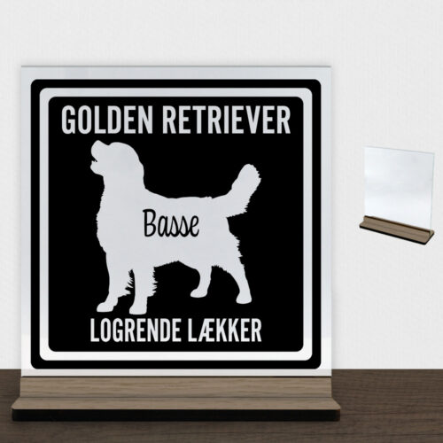 MyPets Golden Retriever | Glasskilt inkl. fod (træfinér)