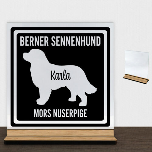 MyPets Berner Sennenhund | Glasskilt inkl. fod (træfinér)