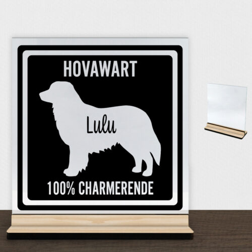 MyPets Hovawart | Glasskilt inkl. fod (træfinér)
