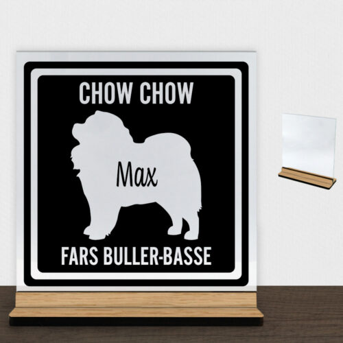 MyPets Chow Chow | Glasskilt inkl. fod (træfinér)