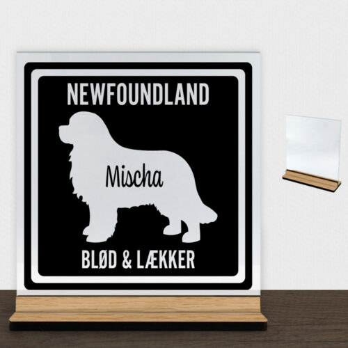 MyPets Newfoundland | Glasskilt inkl. fod (træfinér)