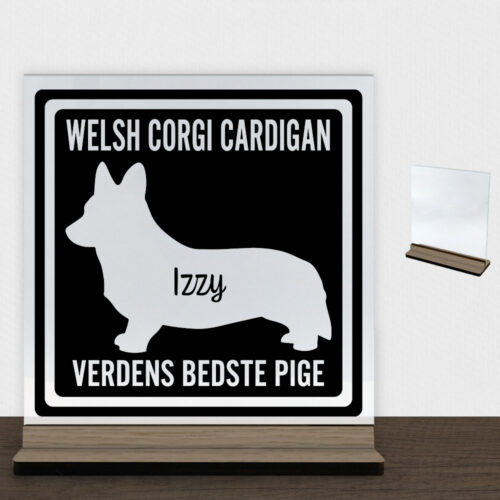 MyPets Welsh Corgi Cardigan | Glasskilt inkl. fod (træfinér)