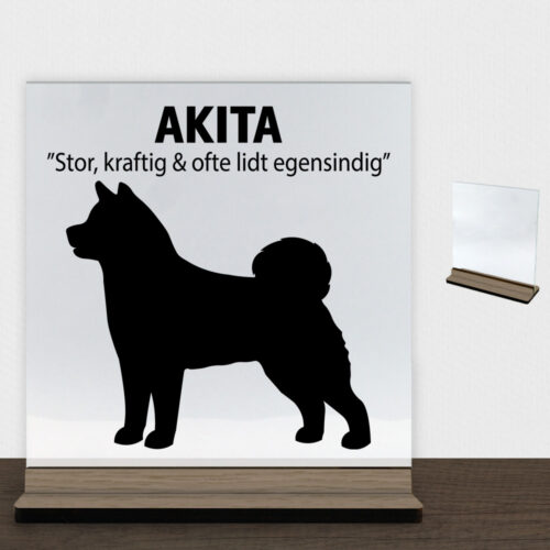 Simply Pets Akita | Glasskilt inkl. fod (træfinér)