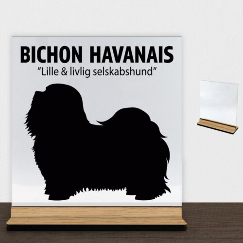 Simply Pets Bichon Havanais | Glasskilt inkl. fod (træfinér)