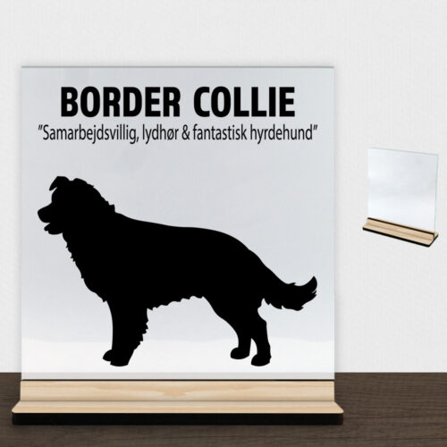 Simply Pets Border Collie | Glasskilt inkl. fod (træfinér)