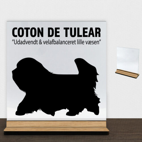 Simply Pets Coton de Tulear | Glasskilt inkl. fod (træfinér)