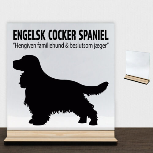 Simply Pets Engelsk Cocker Spaniel | Glasskilt inkl. fod (træfinér)
