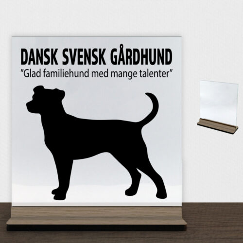Simply Pets Dansk Svensk Gårdhund | Glasskilt inkl. fod (træfinér)