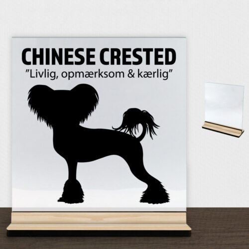 Simply Pets Chinese Crested | Glasskilt inkl. fod (træfinér)