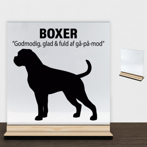 Simply Pets Boxer | Glasskilt inkl. fod (træfinér)