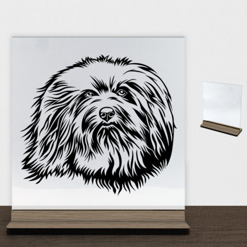 DogFace Havanese | Glasskilt inkl. fod (træfinér)