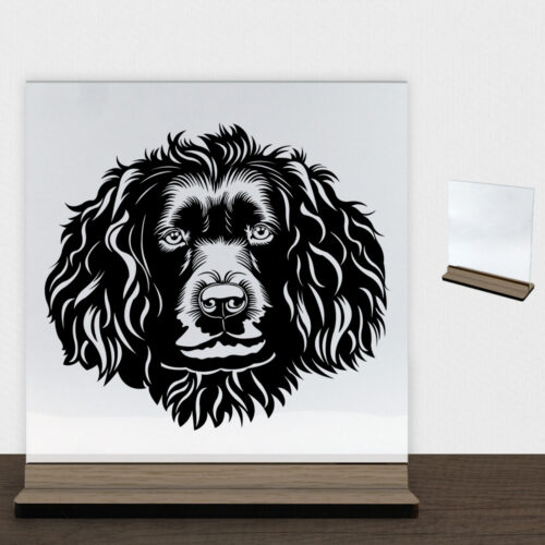 DogFace Boykin Spaniel | Glasskilt inkl. fod (træfinér)