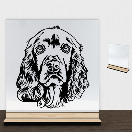 DogFace Cocker Spaniel | Glasskilt inkl. fod (træfinér)