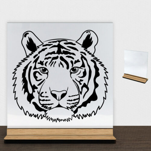 TigerFace design 1 | Glasskilt inkl. fod (træfinér)